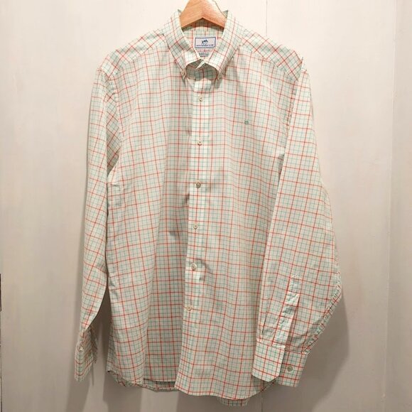 Southern Tide Men's Classic Fit Button Down Dress Shirt Peach & Teal Size L - Picture 1 of 9